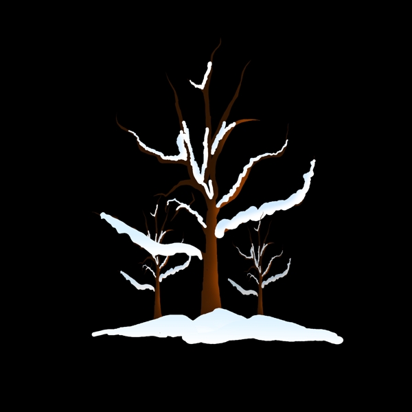 冬季树雪景元素设计可商用