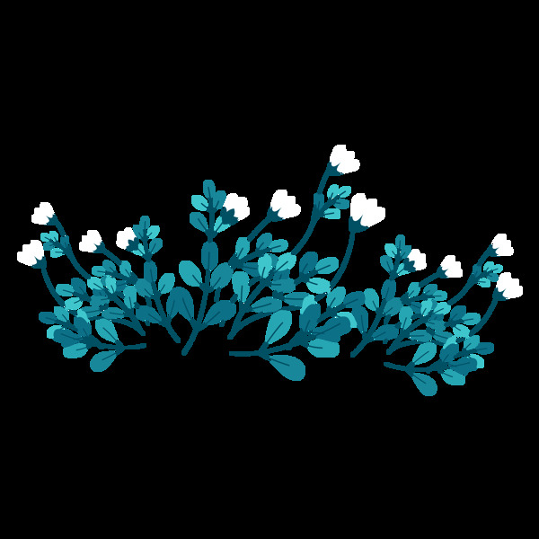 蓝色扁平卡通花朵装饰素材