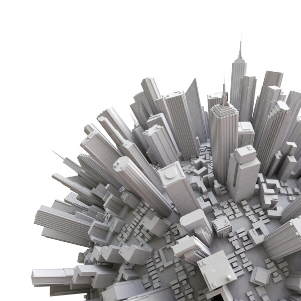 地球和城市建筑模型图片
