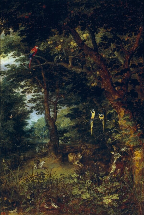 BruegheltheElderJanElParaisoTerrenal高清西方古典人物宗教人物神话人物巴洛克艺术油画装饰画