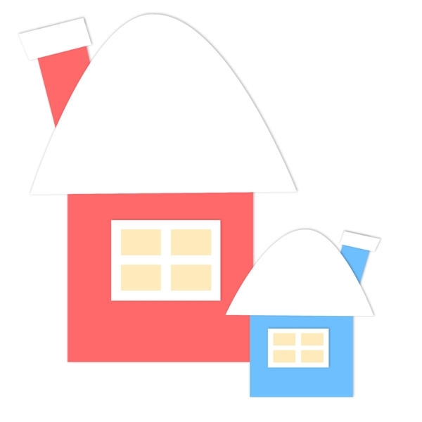 小清新扁平化红蓝房子设计