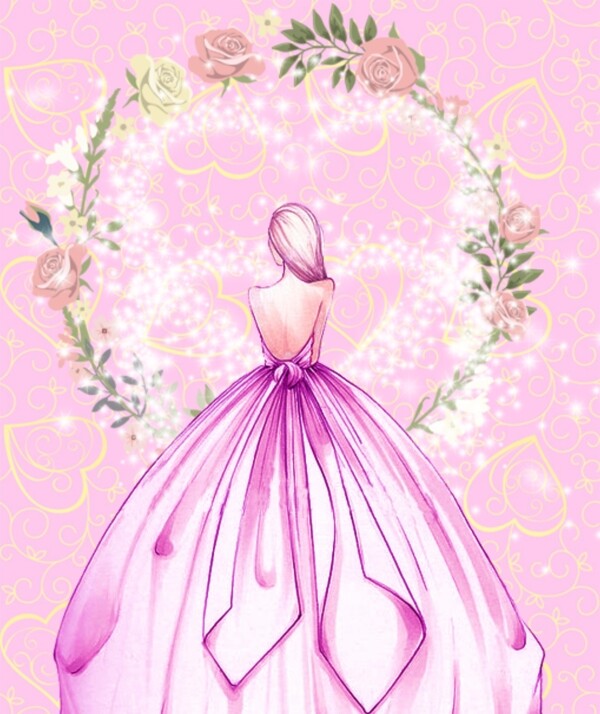 花朵花环婚纱图案