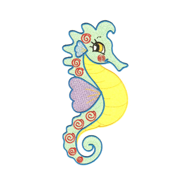 绣花卡通海马海洋生物孕妇装免费素材