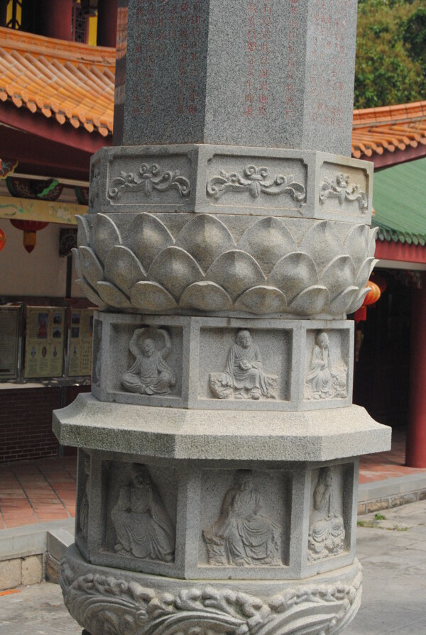 厦门梵天寺石柱浮雕图片