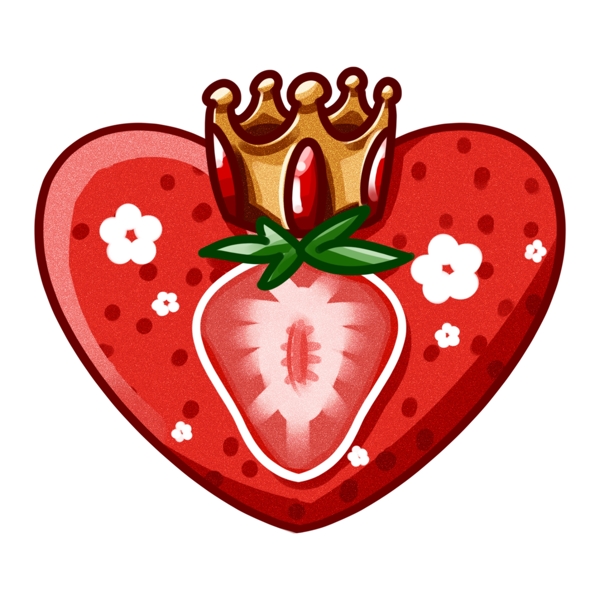 情人节爱心草莓皇冠可商用