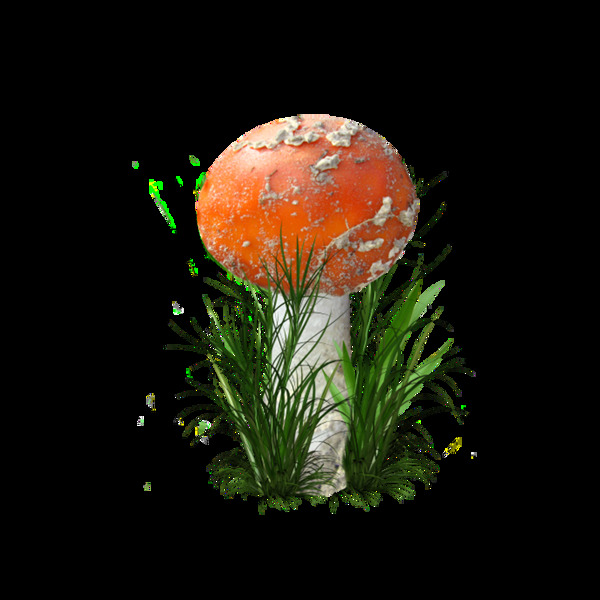彩色蘑菇绿草元素