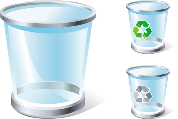 透明环保垃圾桶矢量图