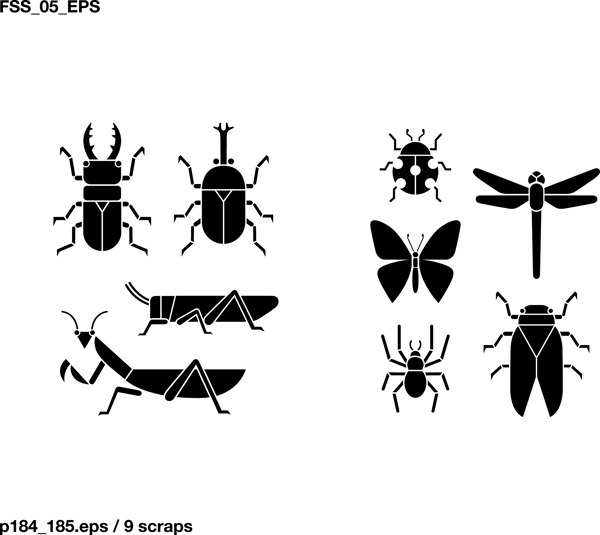 动物的各种元素的轮廓剪影矢量的49要素