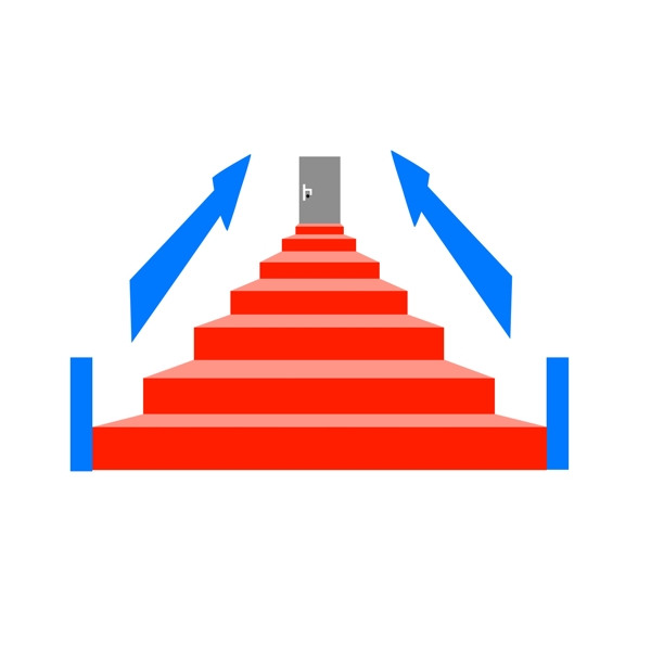 红色楼梯和蓝色箭头