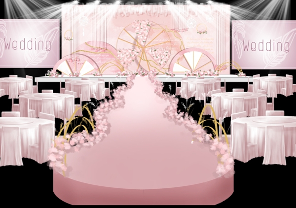 粉色梦幻摩天轮主题婚礼效果图