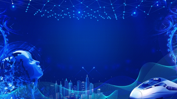 创意蓝色机器人脸智能科技背景素材