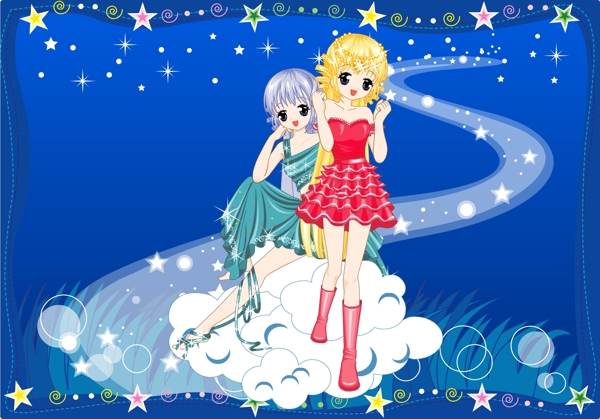 梦幻公主卡通十二生肖双子座图片