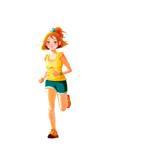 卡通可爱一个跑步的女孩人物设计