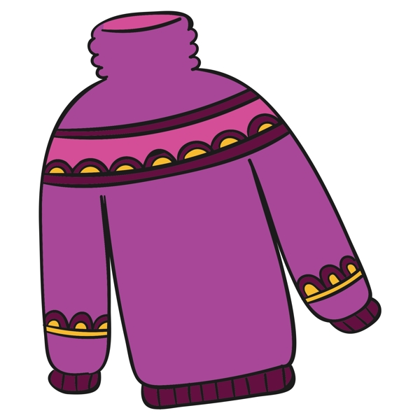 可爱手绘冬季紫色毛衣插画元素