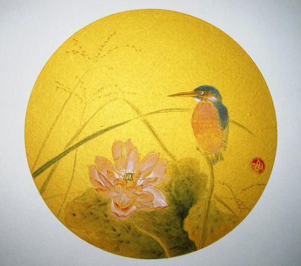 中国画工笔花鸟扇面图片