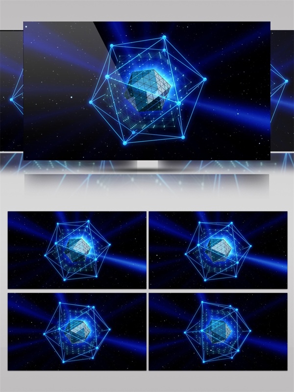 蓝色二十四边形动态视频素材