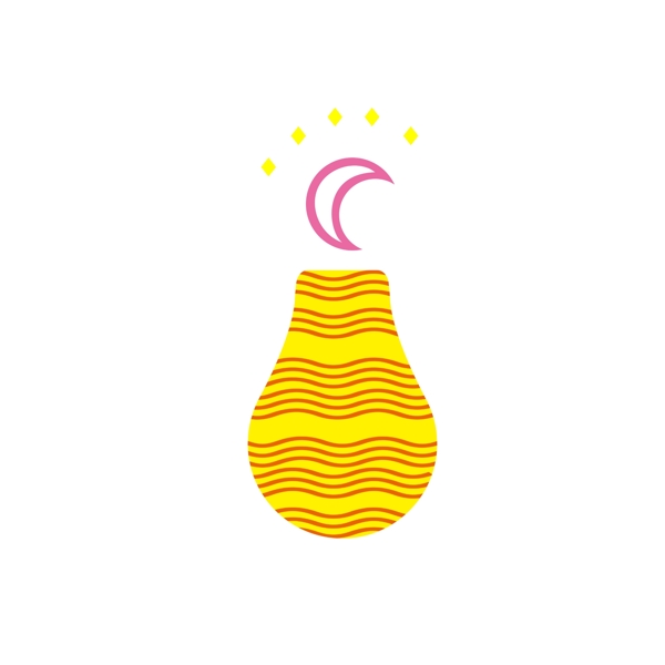 黄色的月亮灯泡插画