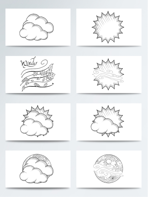 手绘式简约天气图标元素