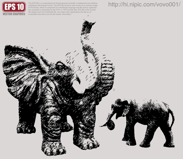 大象雕塑矢量剪影图片
