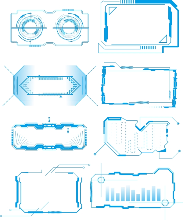 蓝色科技边框元素