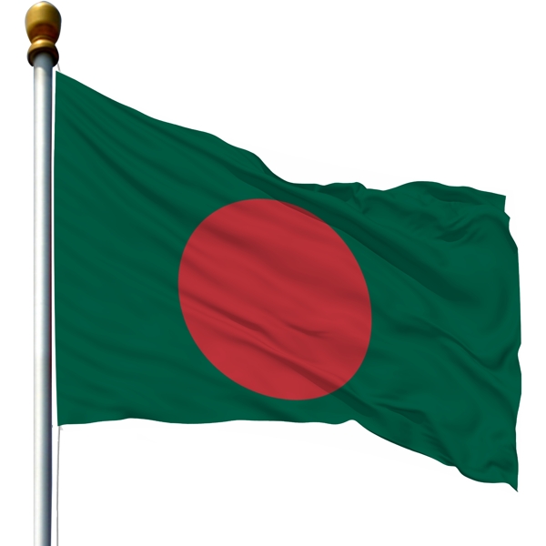 带旗杆的孟加拉人民共和国国旗