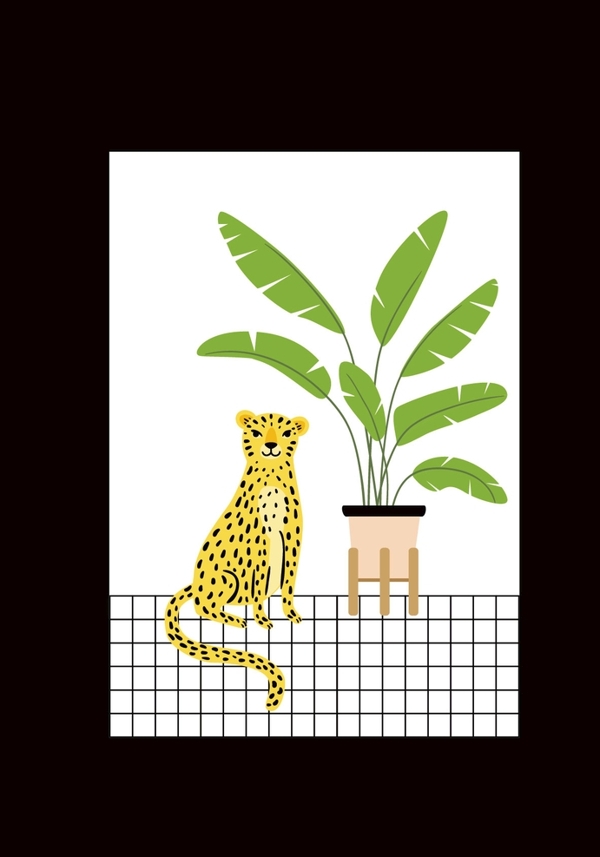 小豹子与植物图片