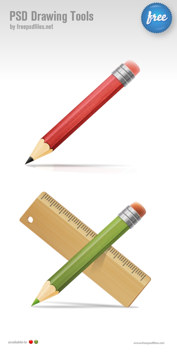 铅笔蜡笔尺子PSD分层素材