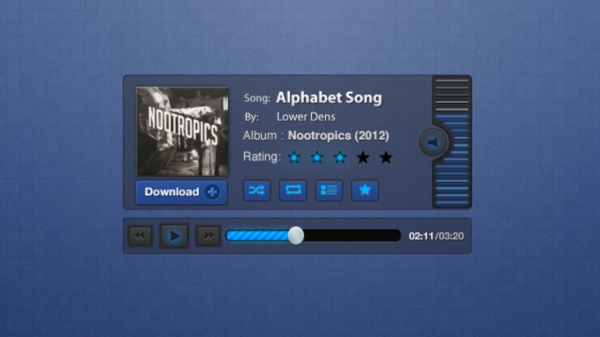 华丽的音频播放器界面PSD