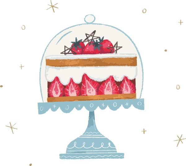 手绘卡通草莓托盘蛋糕