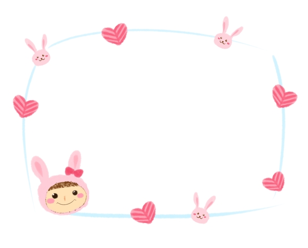 手绘粉色小兔边框