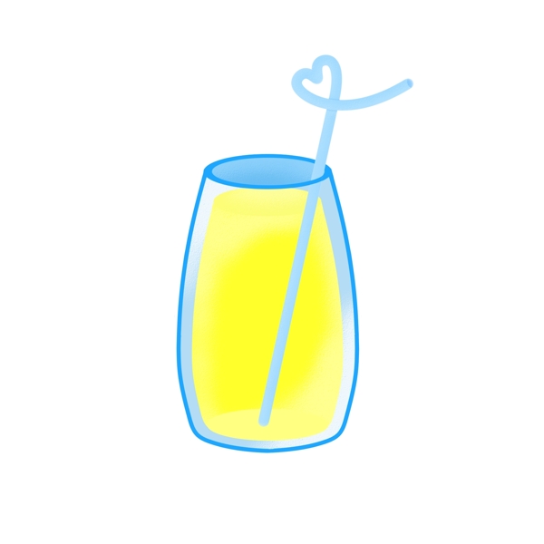橙汁玻璃杯吸管免抠素材