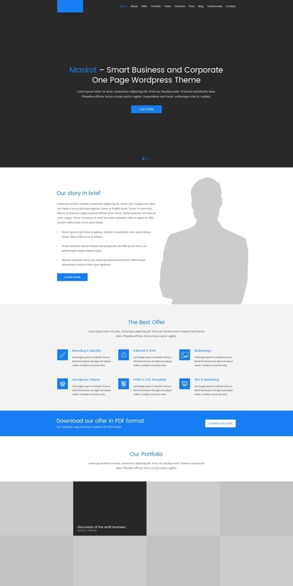 蓝色智能商务网站网页页面psd模板