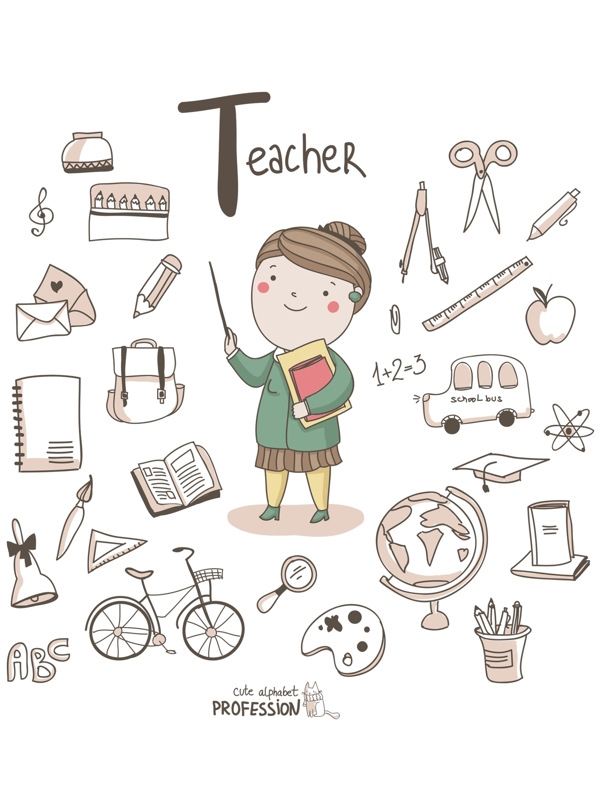 教师9.10日教师节卡通图案创意节日元素