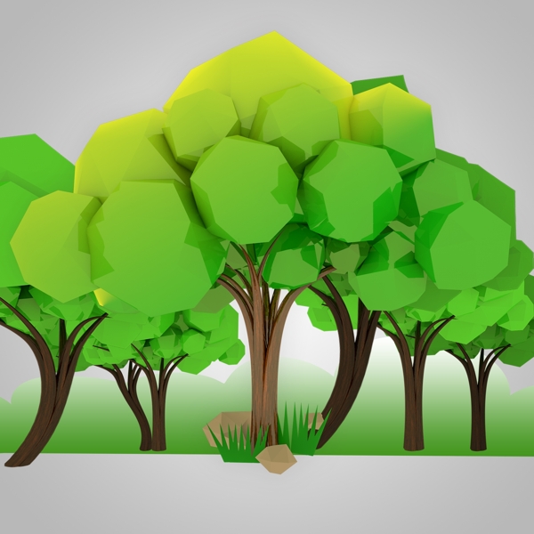 3D树植物卡通商务元素办公商用PSD分层