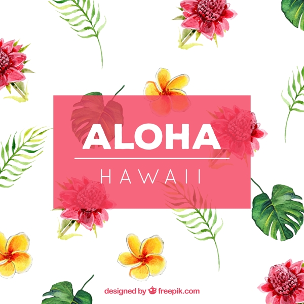 夏威夷水彩花卉背景