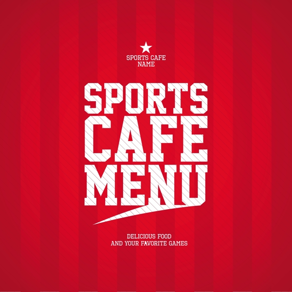 红色条纹咖啡店餐厅菜单设计矢量素材