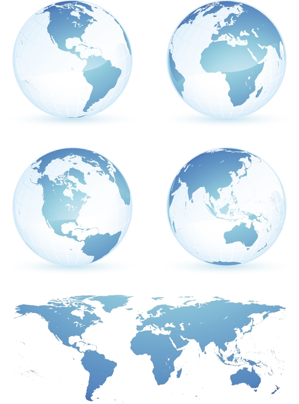 蓝色的地球和世界地图矢量素材