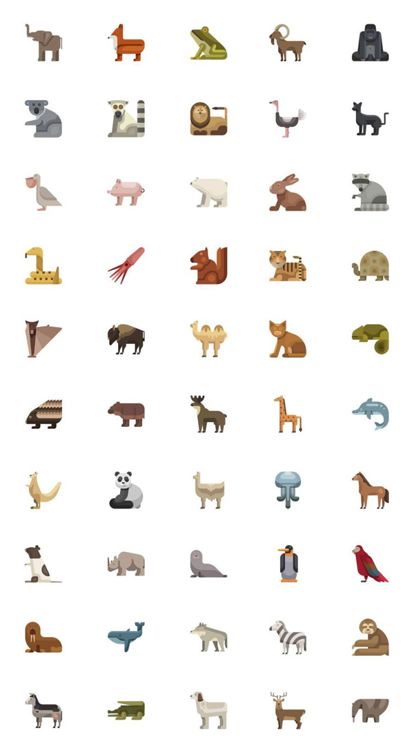 50枚扁平动物图标sketch素材