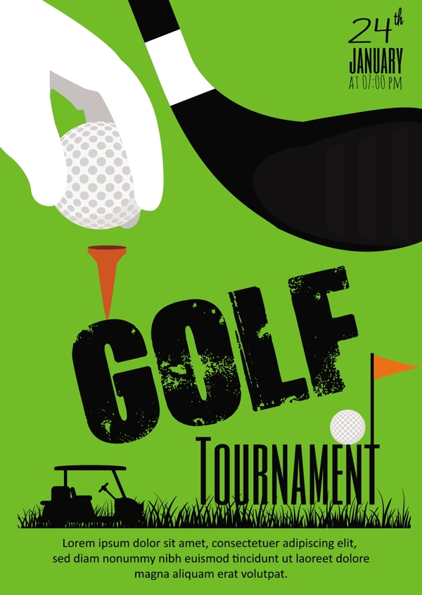 高尔夫赛事旗帜绿色设计方面球图标免费矢量