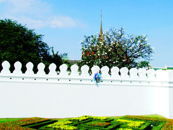 泰国大皇宫白色围墙图片