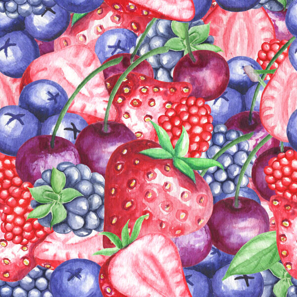 手绘美味水果背景装饰png透明素材