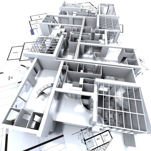 3D建筑物与平面图图片