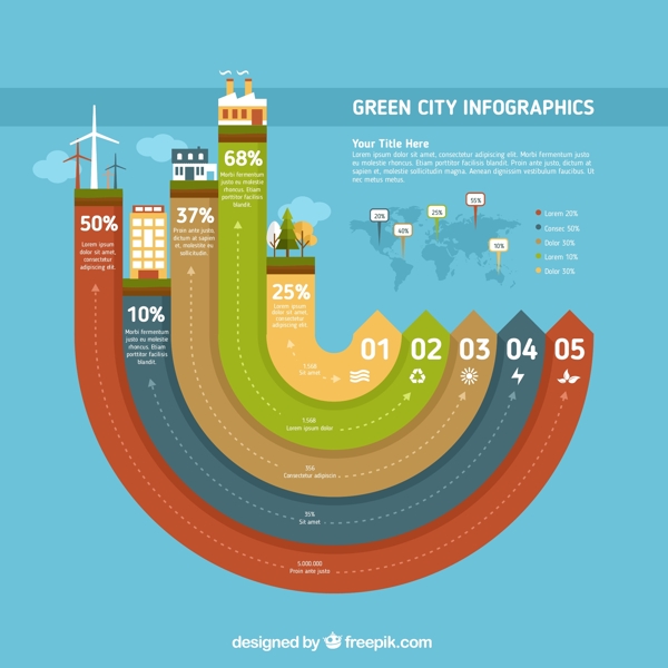 绿色城市infography箭