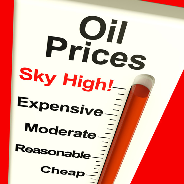 石油价格高昂的燃料费用高的监控显示