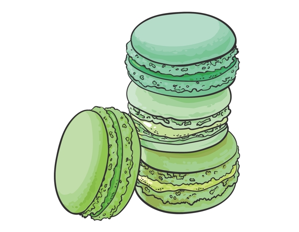手绘绿色夹心饼干元素
