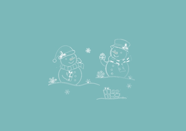 圣诞雪人线条图案