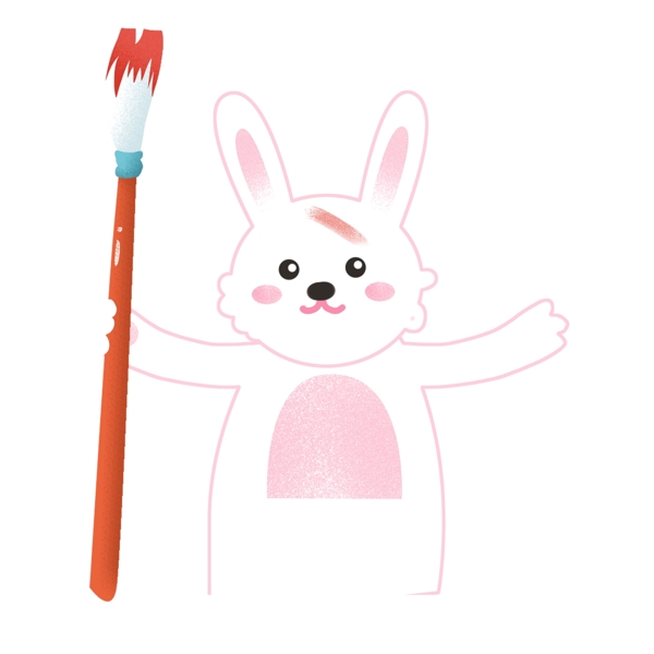 卡通简约画画小兔装饰素材