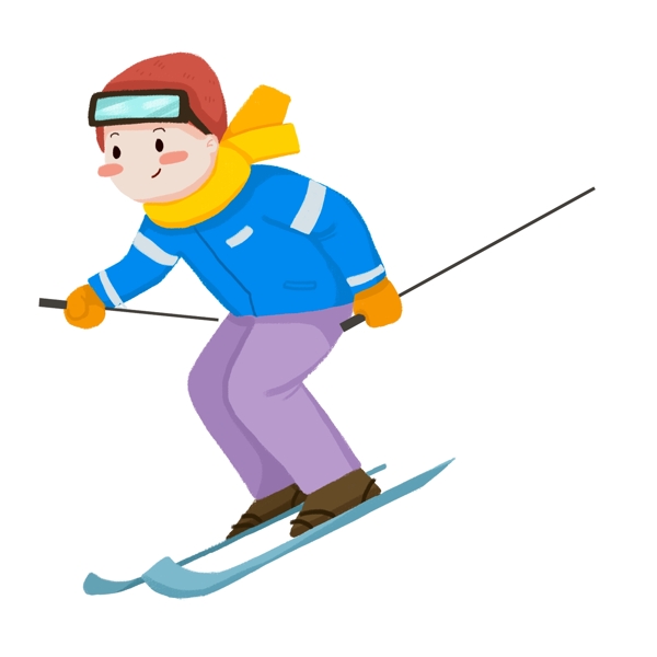冬天开心滑雪的少年可商用元素