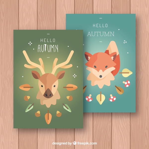 带鹿和狐狸的秋牌
