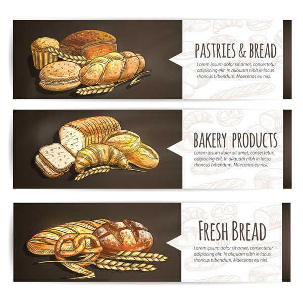小麦面包横幅设计图片